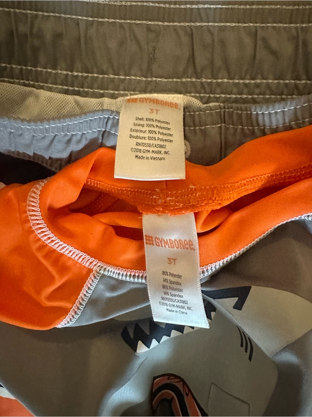 Gymboree Orange & Gray Shark Surf Rashguard Set - Picture 2 of 3